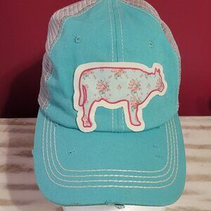 Women's Southern Junkie Turquoise Floral Cow Ball Cap, OSFM